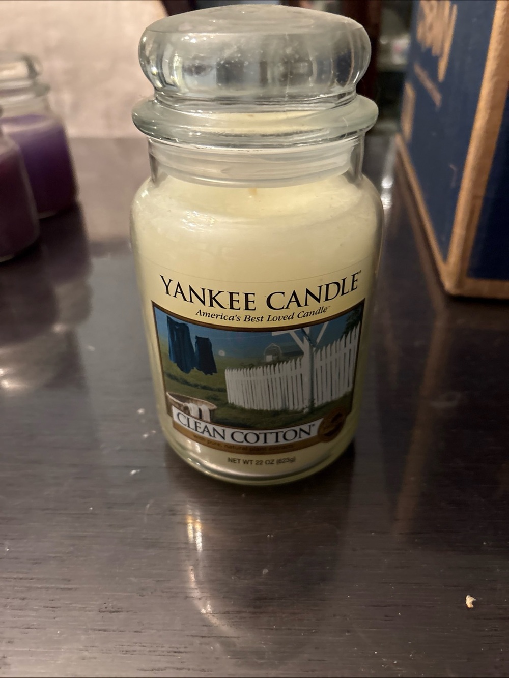 Yankee Candle Clean Cotton Jar Candle - White, Blue, Green